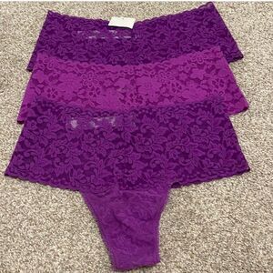 3) NEW hanky panky retro high rise thong lace panties